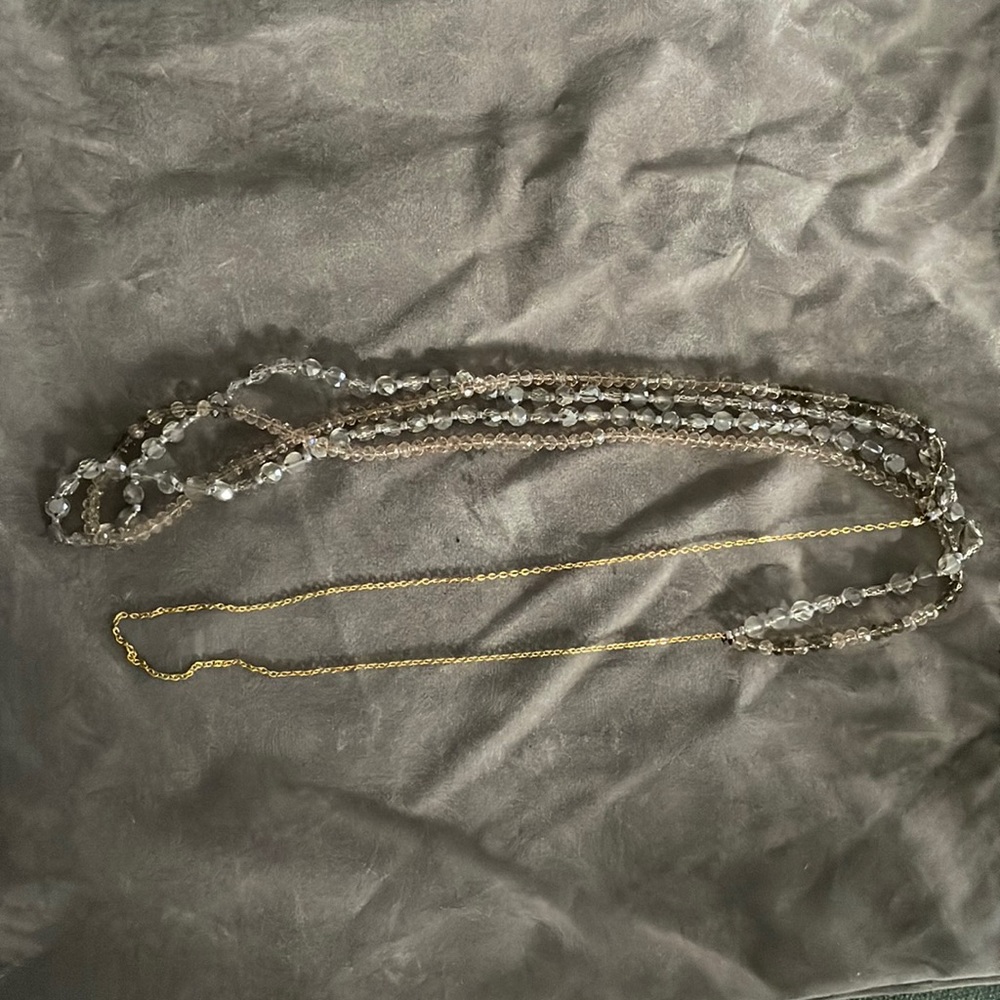Crystals and gold necklace